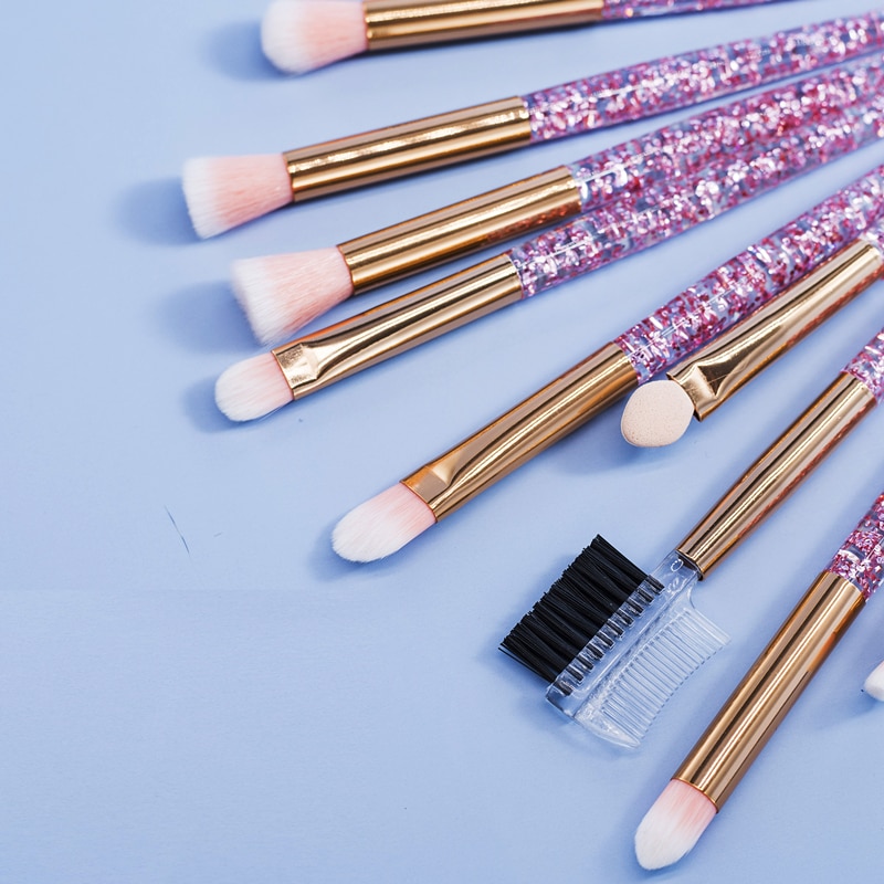 Conjunto de brochas para ojos con purpurina, 10 Uds., bonito unicornio rosa, delineador de ojos, sombra de ojos, juego de brochas de maquillaje, herramientas de belleza cosméticas