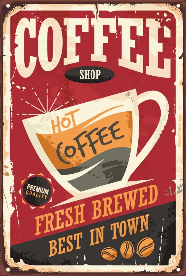 Hete Koffie Retro Vintage Houten Poster 326069382