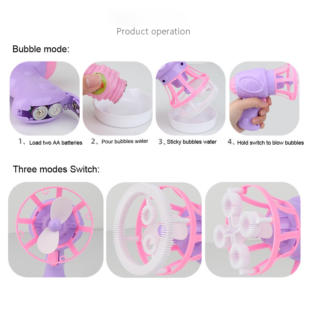 Funny Automatic Bubble Blower Fan Electric Bubble Machine Outdoor Kids Toys Game Gun with Mini Fan Kids Outdoor Toys Wedding