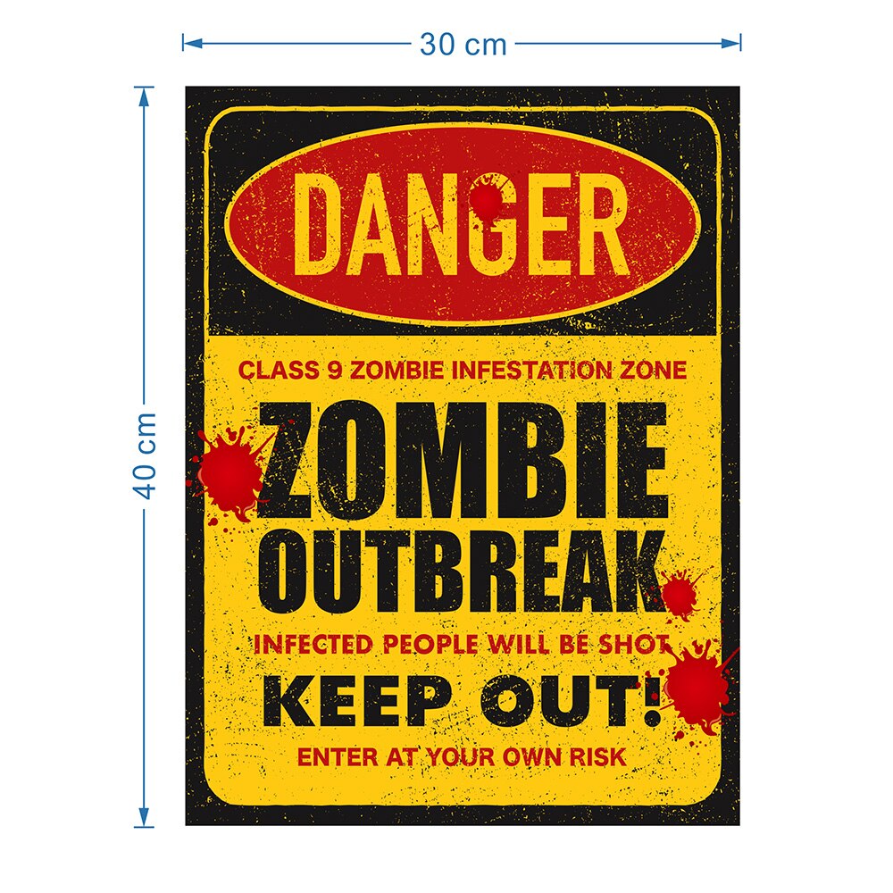 Halloween Warning Signs Sticker Self-adhesive Horror Wall Sticker Party Decorative: a