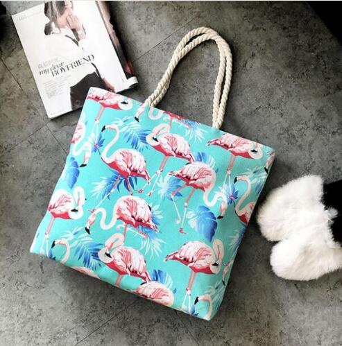 Neuestes modell Flamingo Segeltuch handtaschen, große kapazität, lässige schultertasche, lässige schlichtheit, Hochschule-schultasche  cz240: Seeblau