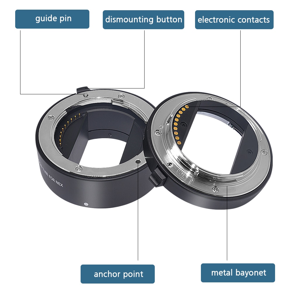 Mcoplus – bague d&#39;extension Macro en métal, mise au point automatique, 10mm 16mm 21mm pour Sony e-mount A7 A7II A7III A7SII A6000 A6300 A6500 nex 5