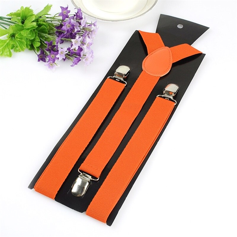 Vrouwen Mannen Verstelbare Vorm Elastische Clip-On Jarretelle Drie Clip Broek Bretels Bruiloft Strap Party Riem Mode Accessoires: Orange