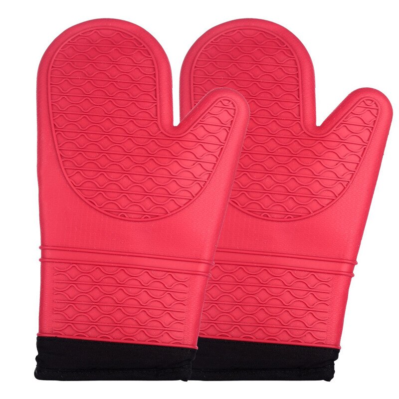 Bestseller 2 kpl /1pc punaista silikoni keittiö patakinnas hansikas patalappu erittäin pitkillä kankaalle hoikista ompelemalla grillaamiseen ja bbq: 2 kpl punaisia