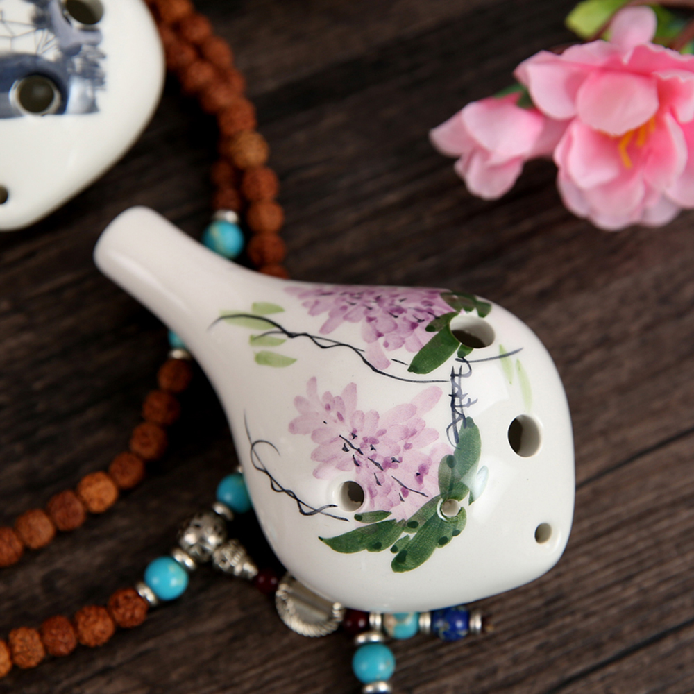 alt c vinflaske 6 skrog keramisk ocarina håndmalt musikkinstrument med snor-musikkpartitur til musikkelskere og lærende