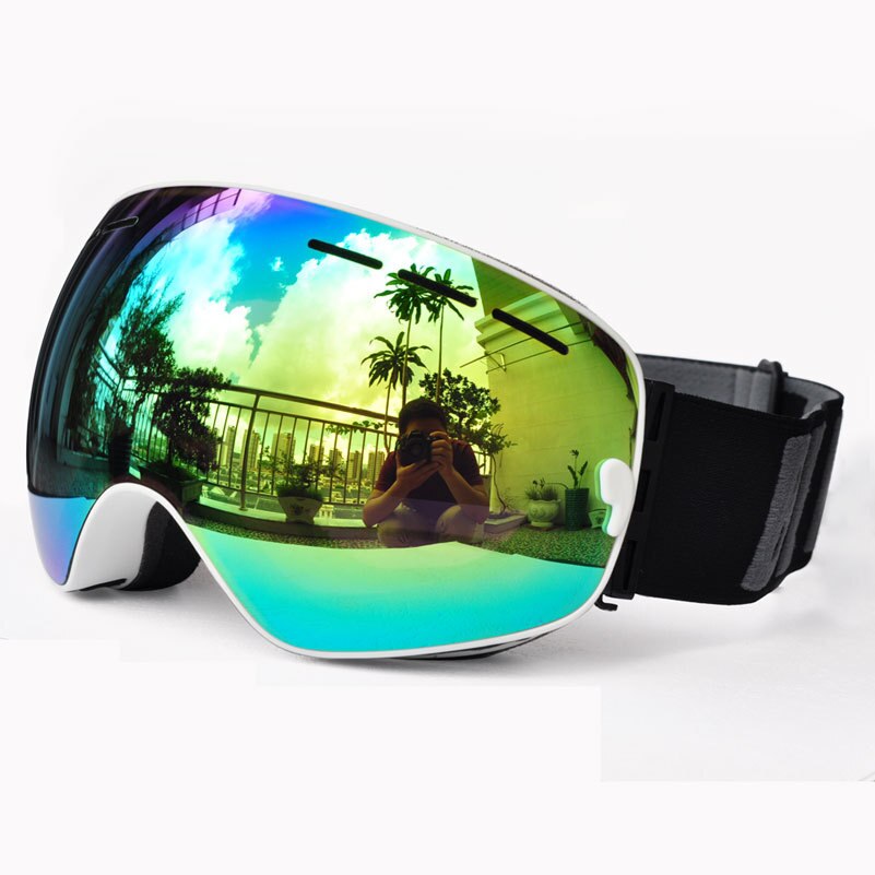 Large Spherical Ski Goggles Double Layer Fog Cocker Myopia Industry Ski Goggles Mountain Climbing Eye Protection Adult Men and W: White Adult