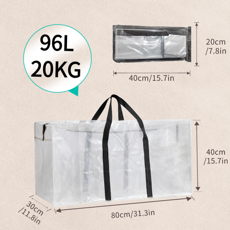 1pcs sacos móveis resistentes com alças reforçadas - alças mais fortes para fácil transporte e armazenamento de roupas - armazenamento transparente