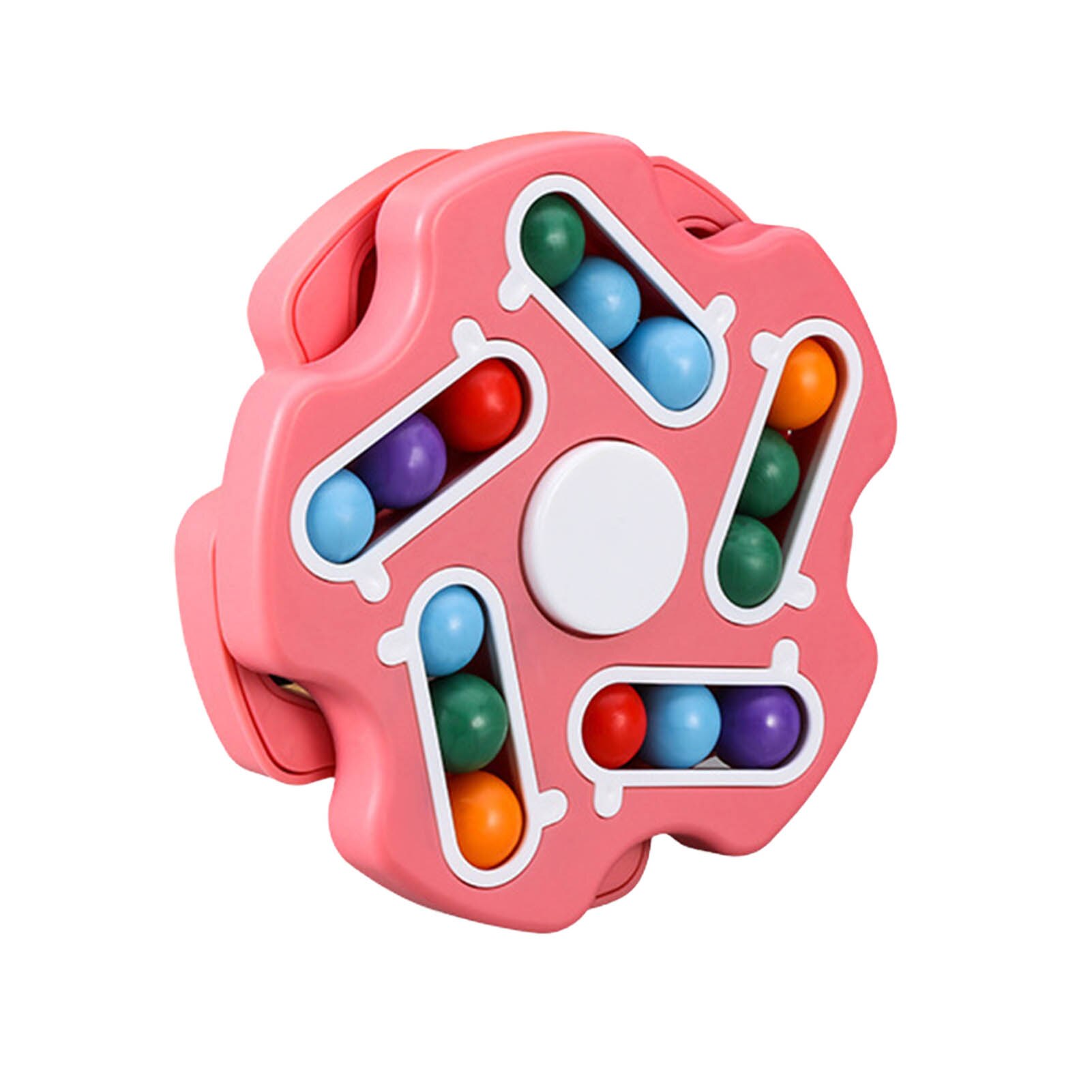 1Pc Magic Beans Cube Fingertip Fidget Toys Kids Adults Stress Relief Spin Bead Puzzles Children Education Intelligence Game: Pink