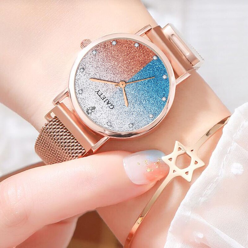 Gaiety reloj para mujeres de aleación de cinturón Casual esfera sencilla cielo estrellado de cuarzo de lujo relojes de pulsera de reloj femenino