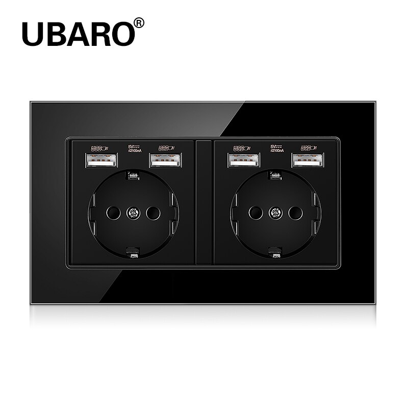 Ubaro 146*86 duitse standaard kristal gehard glas tomada priz stekkerdoos stopcontact stopcontact  ac100-250v: Ds -146-u2-b