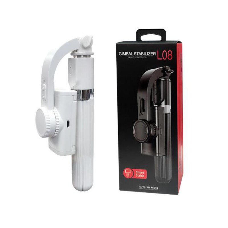 JKING ręczny stabilizator Gimbal telefon komórkowy Selfie uchwyt na kij regulowany stojak Selfie dla iPhone/android L08: biały