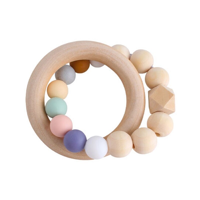 Bpa Gratis Baby Bijtring Siliconen Kralen Bijtring Pasgeboren Kinderziektes Speelgoed Armband Pijnbestrijding Hout Ringen Kauwen Bijtring Baby Benodigdheden: B4
