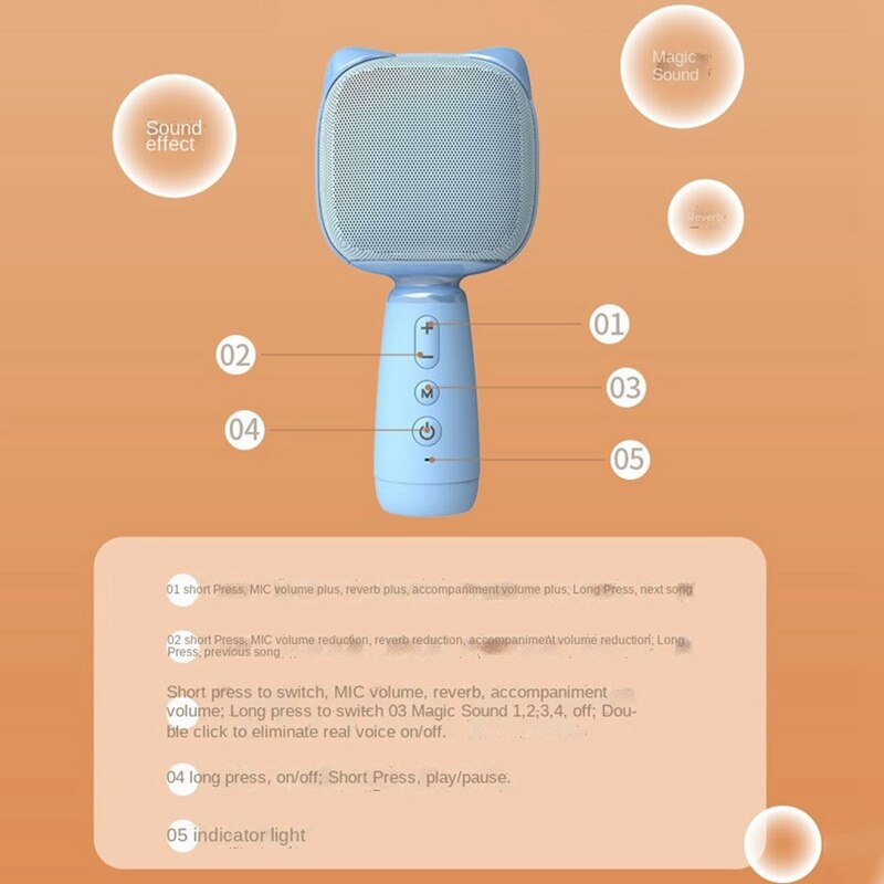 Bluetooth-karaoke-mikrofon, mini-handmikrofon für kinder, tragbares mikrofon mit lautsprecher, geeignet für karaoke auf dem handy