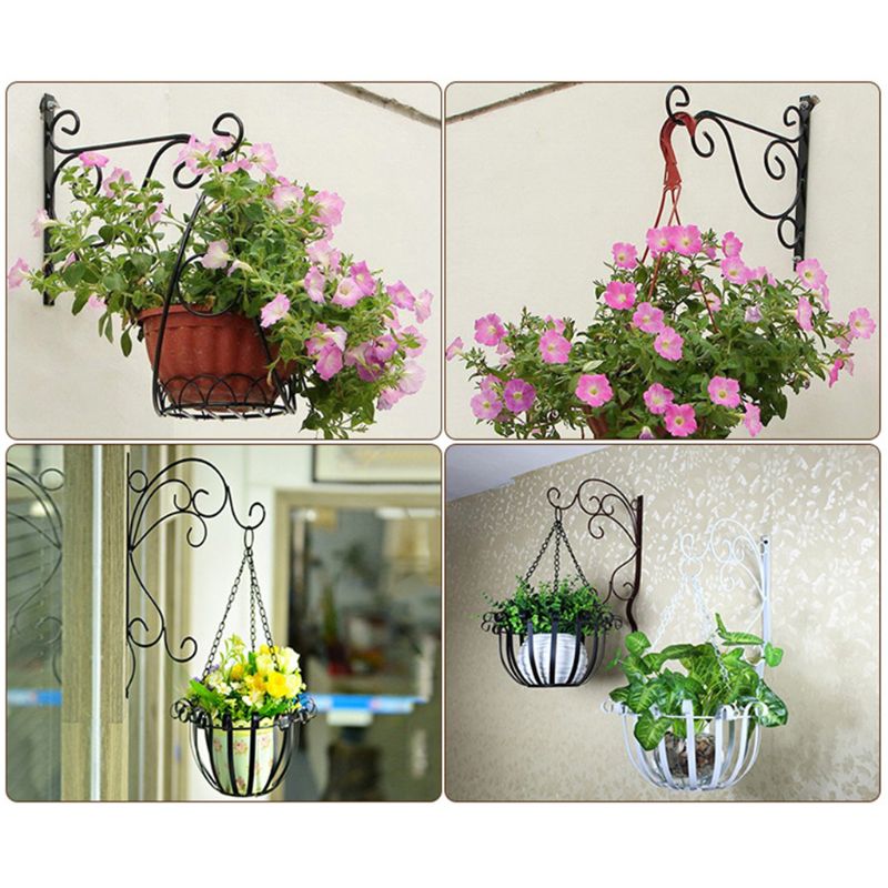 Muur Gemonteerde Haak Bloem Stand Decoratie Muur Opknoping Mand Beugel Eenvoudige Bloempot Houder Draad Bloempot Rack