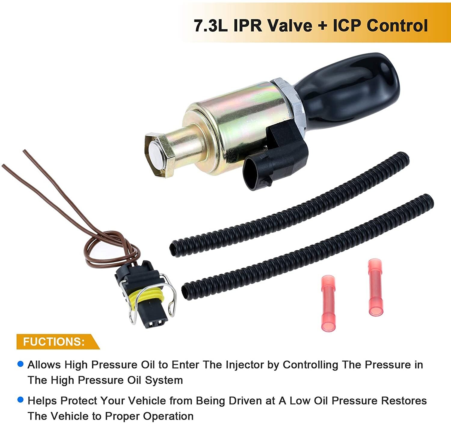 7.3 Powerstroke Fuel Injection Pressure Regulator IPR Valve with ICP Control Sensor Pigtail Connector for Ford 7.3L-1995-2003