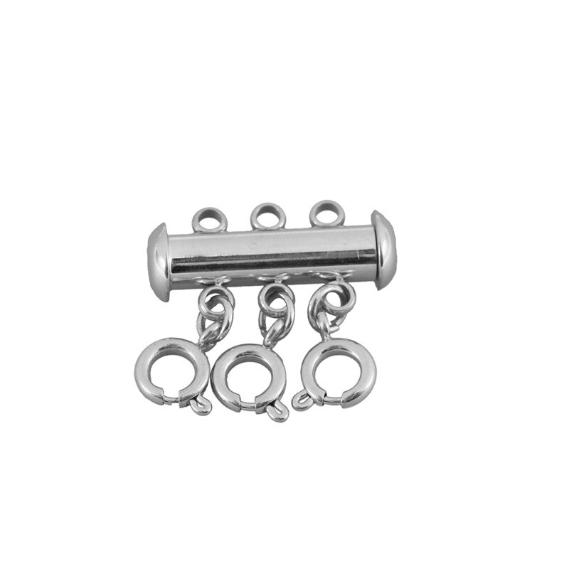 3 Sets/partij Multi Karabijn Gelaagdheid Streng Ketting Sluiting Connectors Voor Diy Maken Armband Sieraden Accessoires: Silver-3 holes