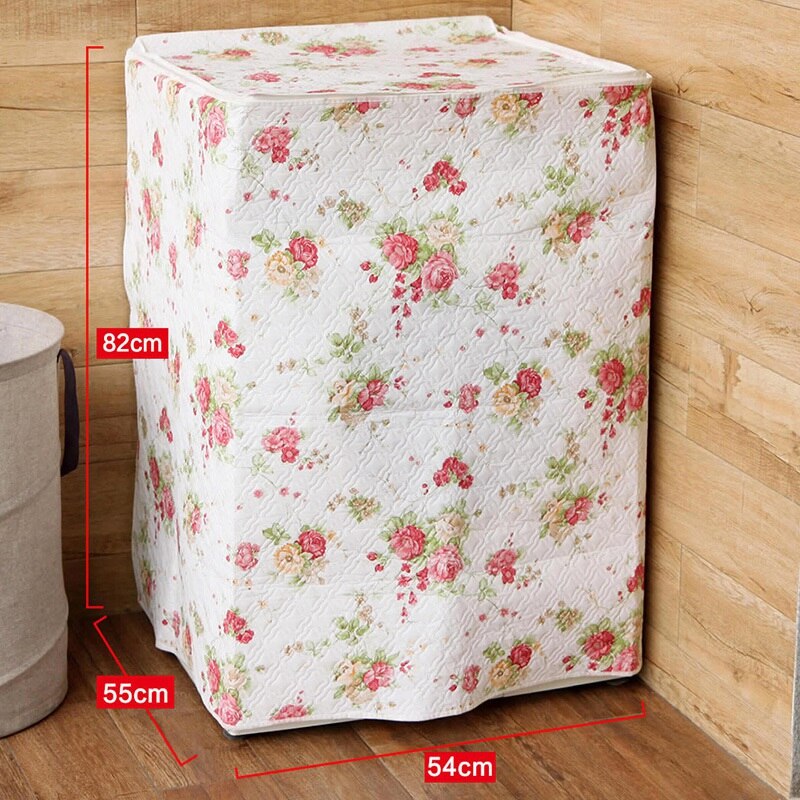 Washing Machine Zippered Dust Cover Sunscreen Washing Machine Enclosures Flower Pattern Thicker Waterproof Durable