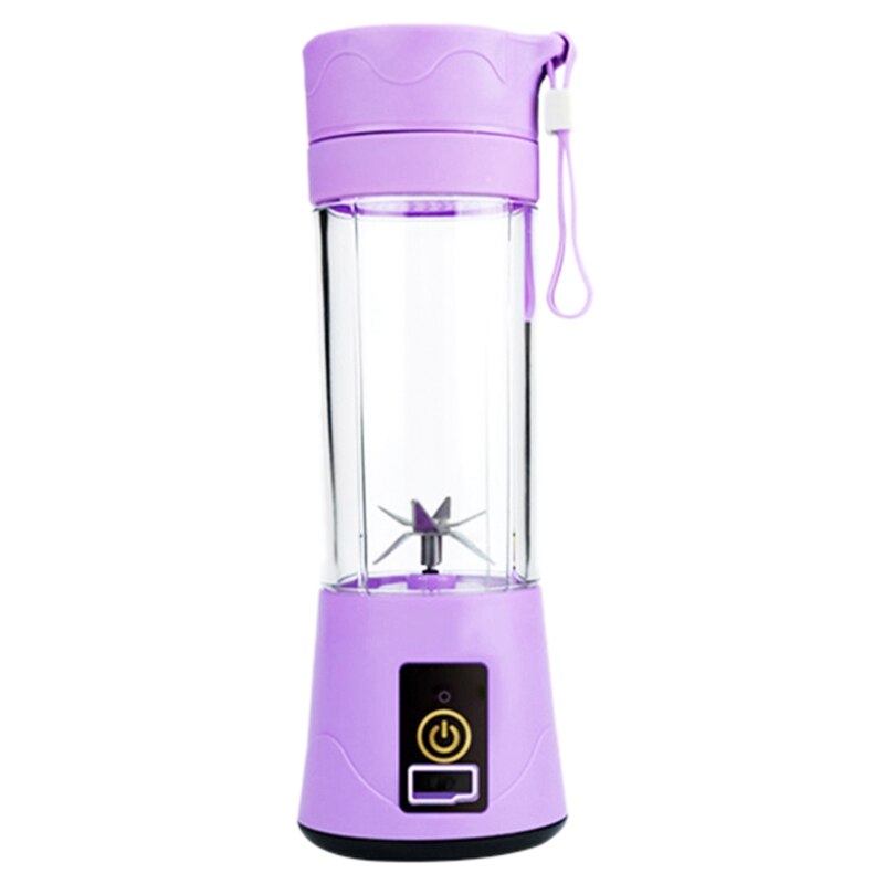 380Ml Portable Juicer USB Rechargeable 6 Blades Juicer Smoothie Blender Machine Mixer Mini Juice Cup: Purple