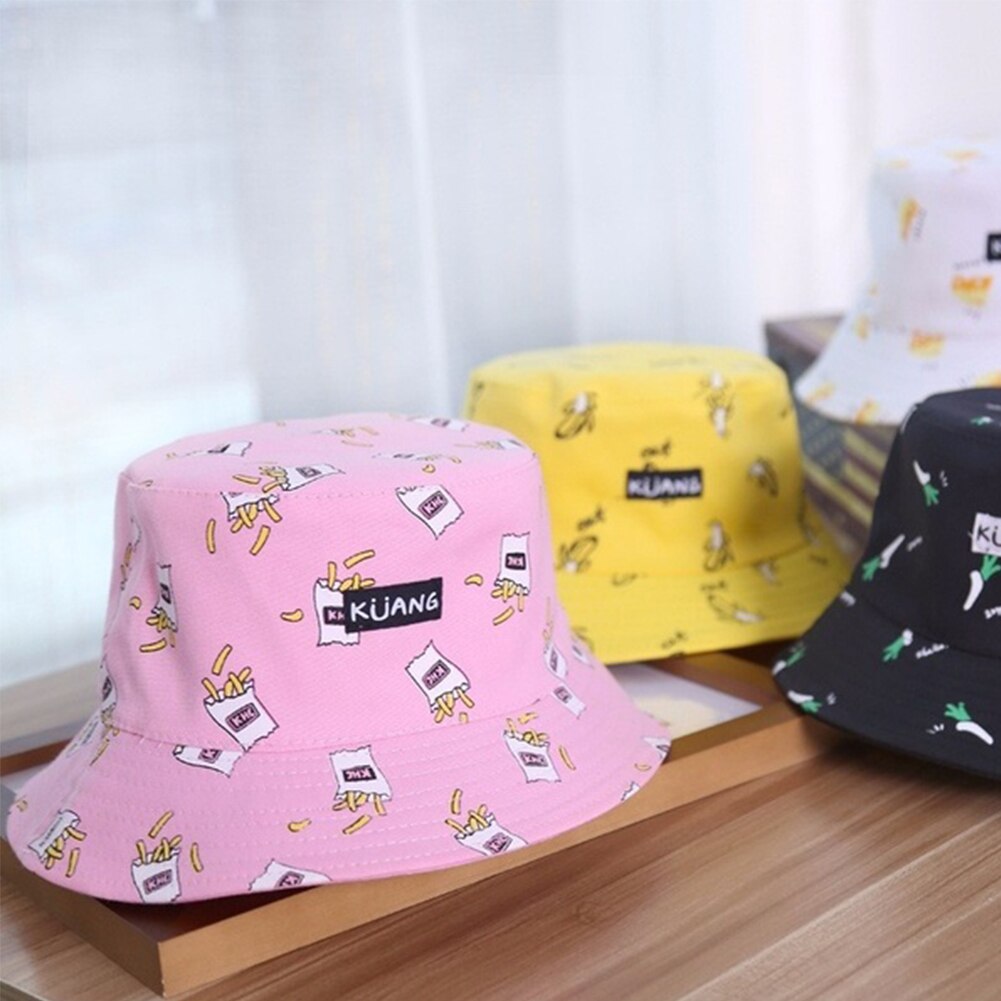 Panama Emmer Hoed Mannen Vrouwen Zomer Emmer Cap Banana Print Gele Hoed Bob Hoed Hip Hop Gorros Vissen Visser Hoed