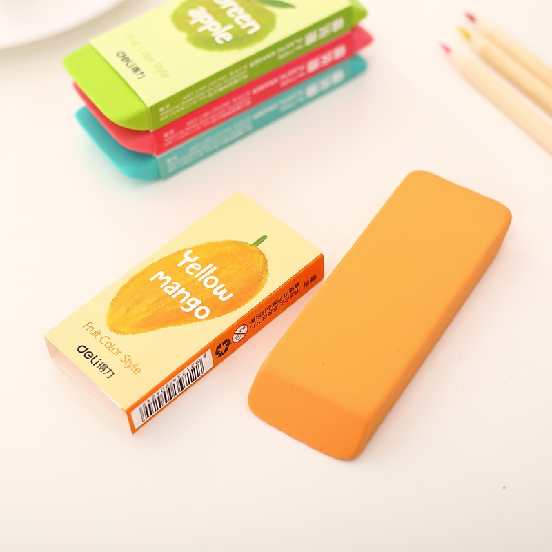 Super Big Soft Plastic Eraser Fruit Color Pencil Rubber Eraser Safe Material No Smell Office School Stationery Deli 71050