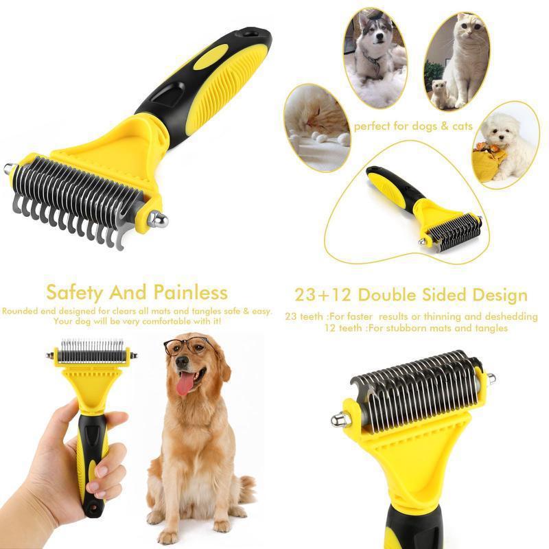 Dubbele Side Pet Bont Hond Borstel Kam Hark Haar Borstel Kat Grooming Deshedding Trimmer Tool Hond Kam Huisdier Borstel Rake 12/23 Blades