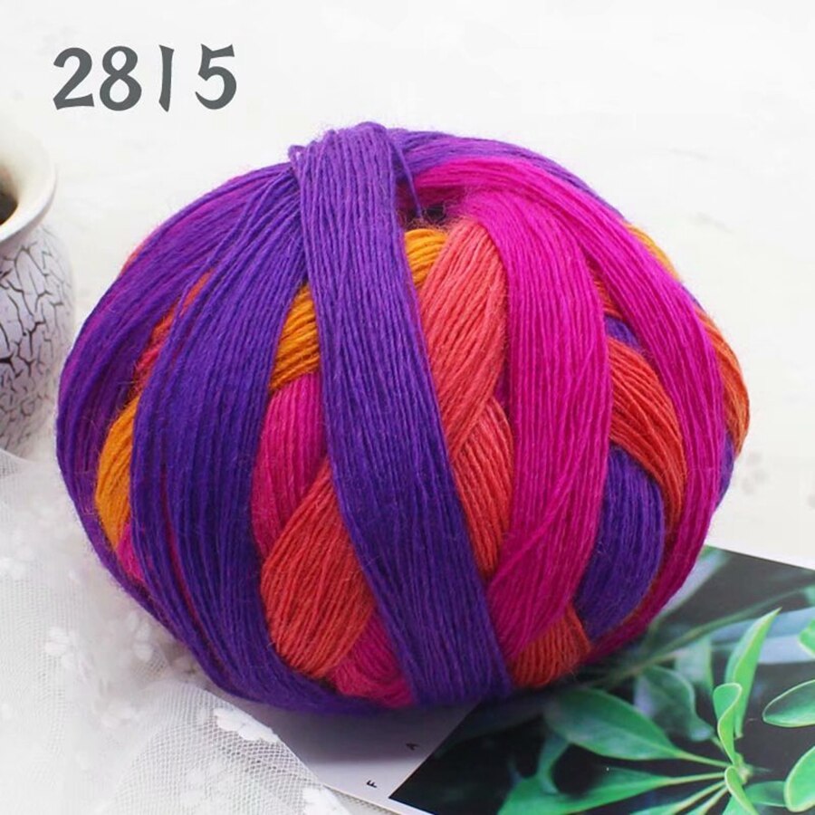 Long Dyed Magic Yarn Ball 800 meters Wool Rainbow Thread for Hand Knitting Shawl Scarf Gradient Crochet Yarn: 2815