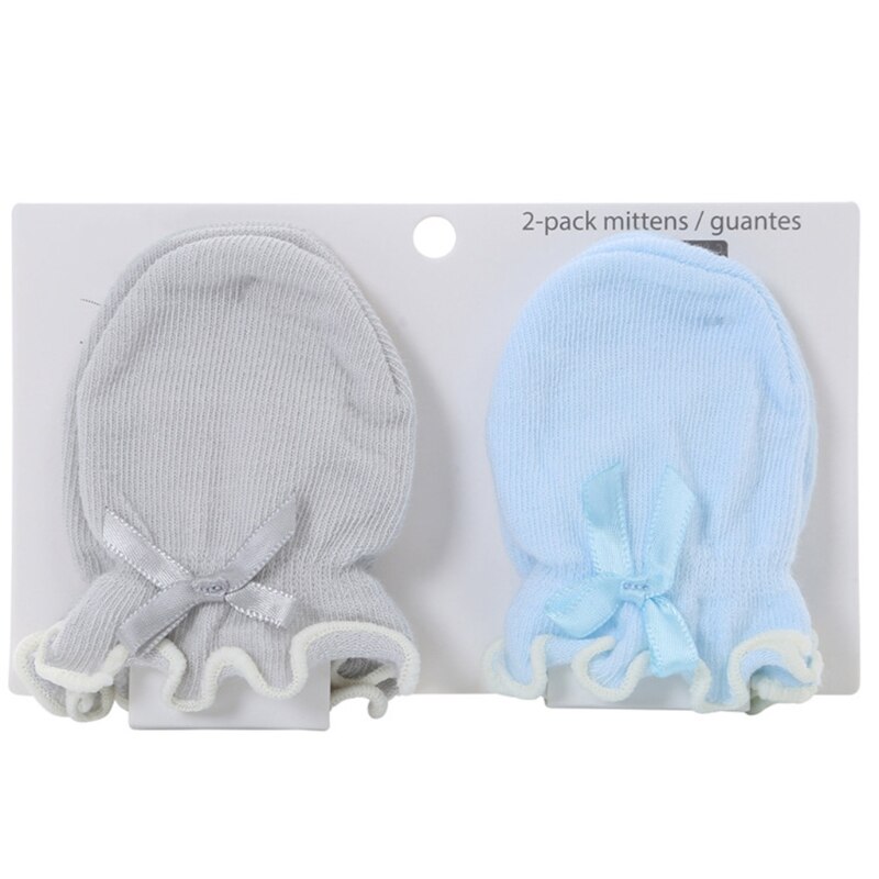 2 Pairs Baby Anti Krassen Zachte Handschoenen Pasgeboren Bescherming Gezicht Scratch Mittens: 2SS902052-C