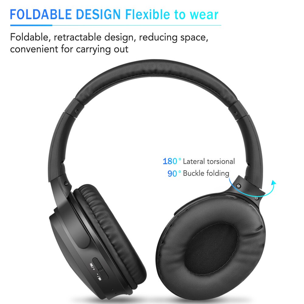 HiFi Stereo Headset Noise Reducing Headphones Wireless Bluetooth Over the Ear Headphones with Mic Passive Noise Blocking