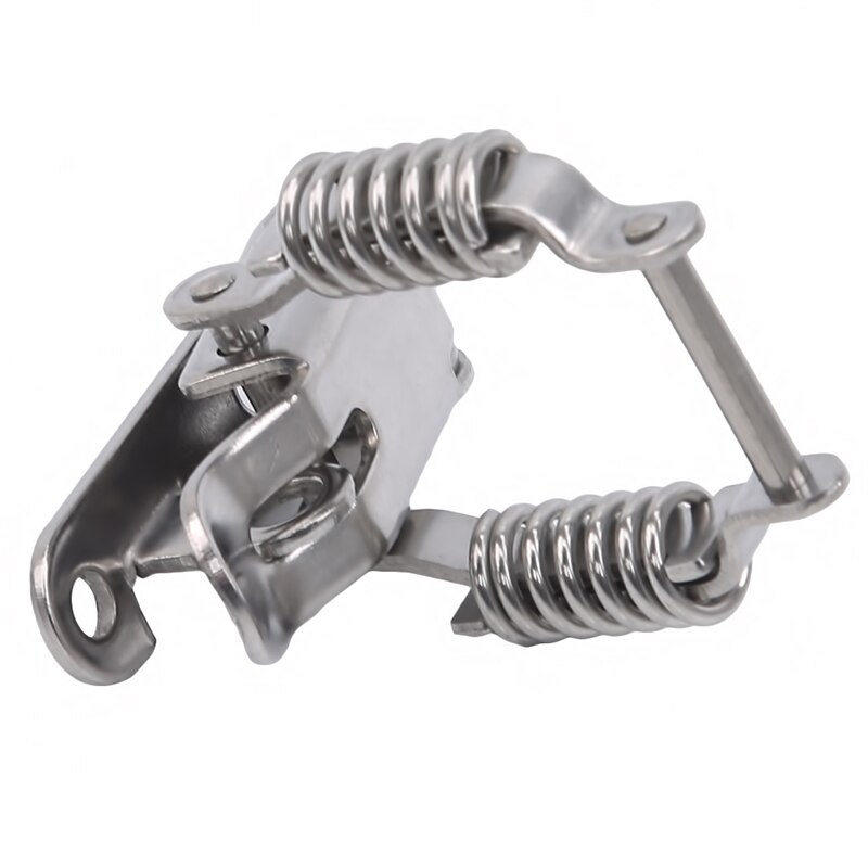 Stainless Steel Double Spring Locking Latch Hasps Chest Toggle Catch Clasp Box Loaded Hinges Furniture Hardware Accessories