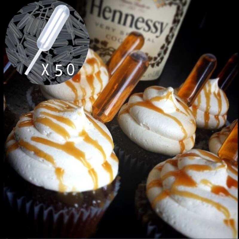 Compte-gouttes de Sauce Glacée pour Cupcake et Pâtisserie, Distributeur, Mini Pipette de Transfert à Presser, Ketchup, Macaron, 4 ml, 50 Pièces