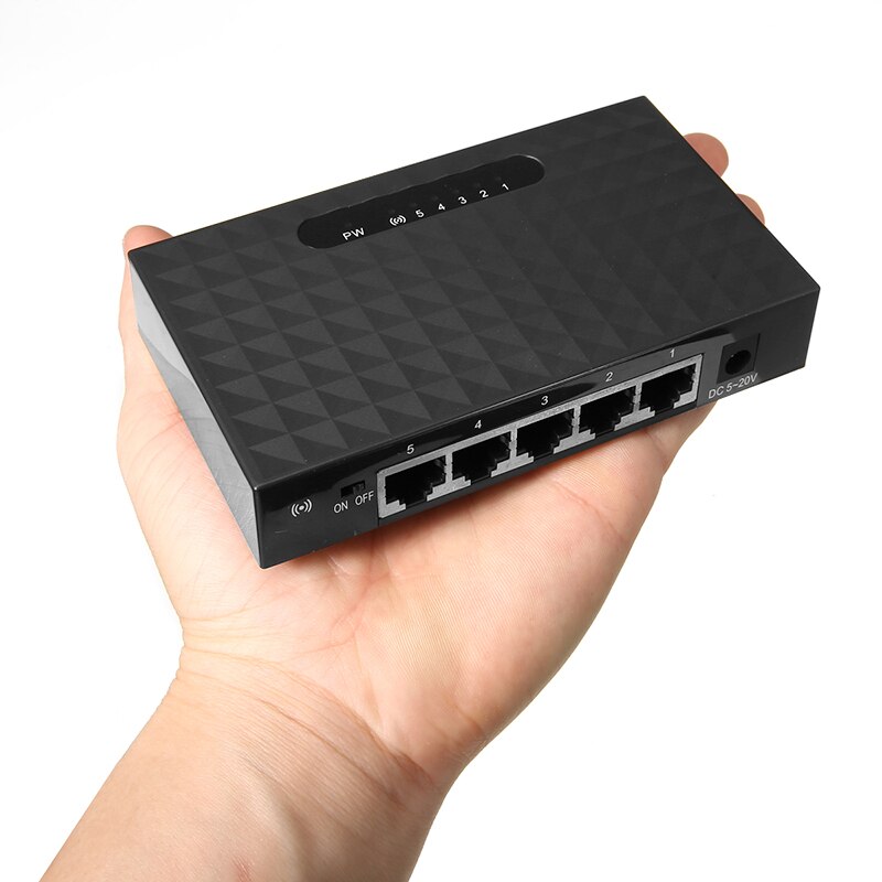 1Pc Ethernet Smart Switcher Hub Lan Network Switch W/ Power Adapter Voor Computer Internetverbinding 5 Port 10/100Mbps