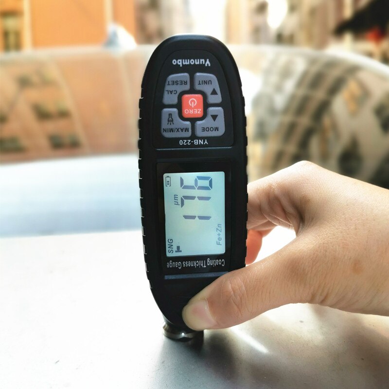 Yunomobo – jauge d'épaisseur de peinture de voiture, lumière LED, testeur d'épaisseur de revêtement de Zinc en métal, Fe &amp; NFe &amp; Fe + Zn