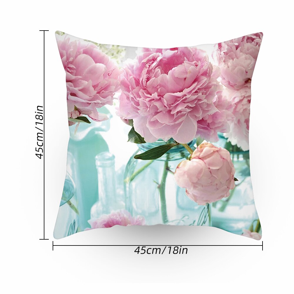 45 x 45cm 1 blomst farverig sofa pudebetræk pink pudebetræk pudebetræk hjemme sovesofa stol dekoration 17.72x 17.72 tommer: S