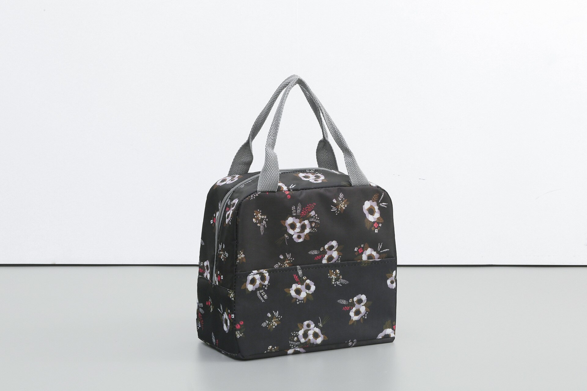 Funktionellt mönster kylare lunchbox bärbar isolerad duk lunchpåse termisk mat picknick lunchpåsar för kvinnor barn: Svart