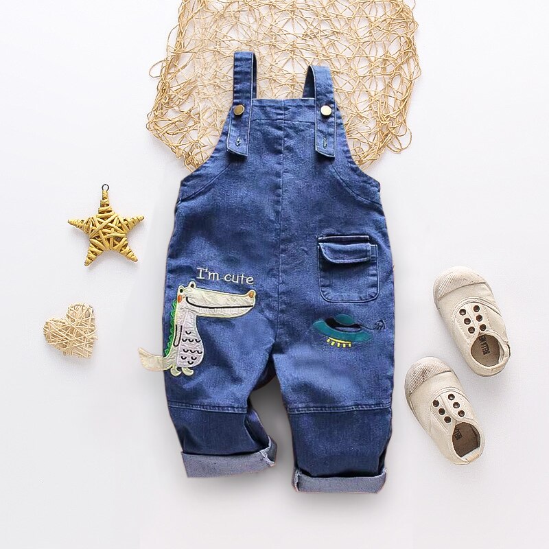 Diimuu Baby Kinderen Jongens Kleding Rompertjes Peuter Kids Overalls Denim Broek Casual Jumpsuits Lange Mouwen Cartoon Broek: 6-12 Months