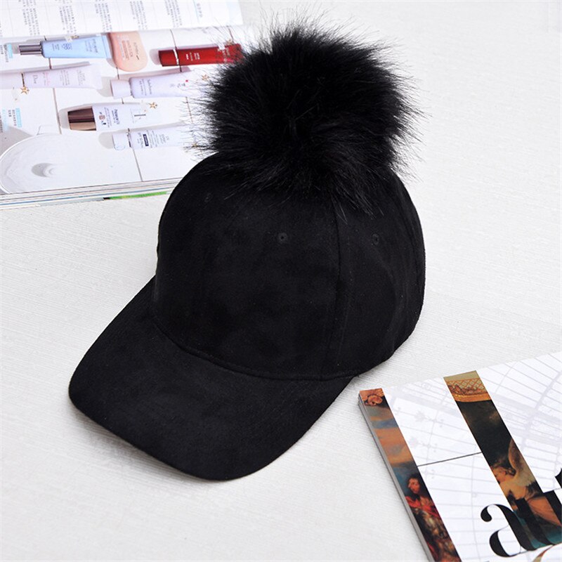 Kvinnor höst vinter hatt manchester hår boll justerbar kvinnlig hatt casual hatt casquette: B -2