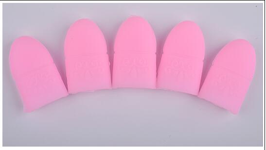 5 stks/set UV Gel Polish Remover Warp Nail Tips Siliconen Losweken Cap Clip Herbruikbare Manicure Cleaning Vernis Kits Accessoire gereedschap: Pink