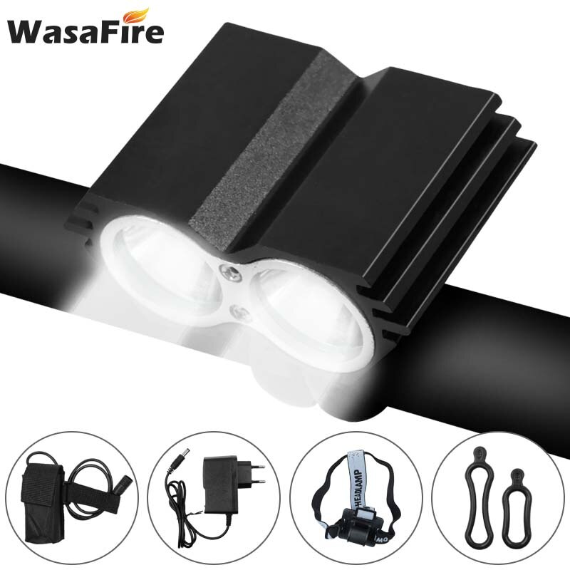 WasaFire 7000lm Fietslicht 2 * XM-T6 LED Fiets Front Light 4 Modes MTB Hoofd Lamp Fietsen Koplamp Zaklamp + 18650 Batterij
