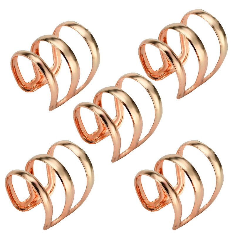 Anneau tubulaire pour tresses 15mm | 1/5/15 pièces, ajustable pour cheveux, Dreadlock perles, accessoires pour coiffure, Clip de manchette: 5PCS Rose Gold