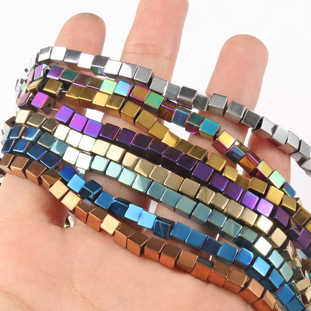 Cube Hematite Stone Beads 2 3 4mm Square Hematite Loose Spacer Beads For Jewelry Making DIY Bracelet Accessories 15''