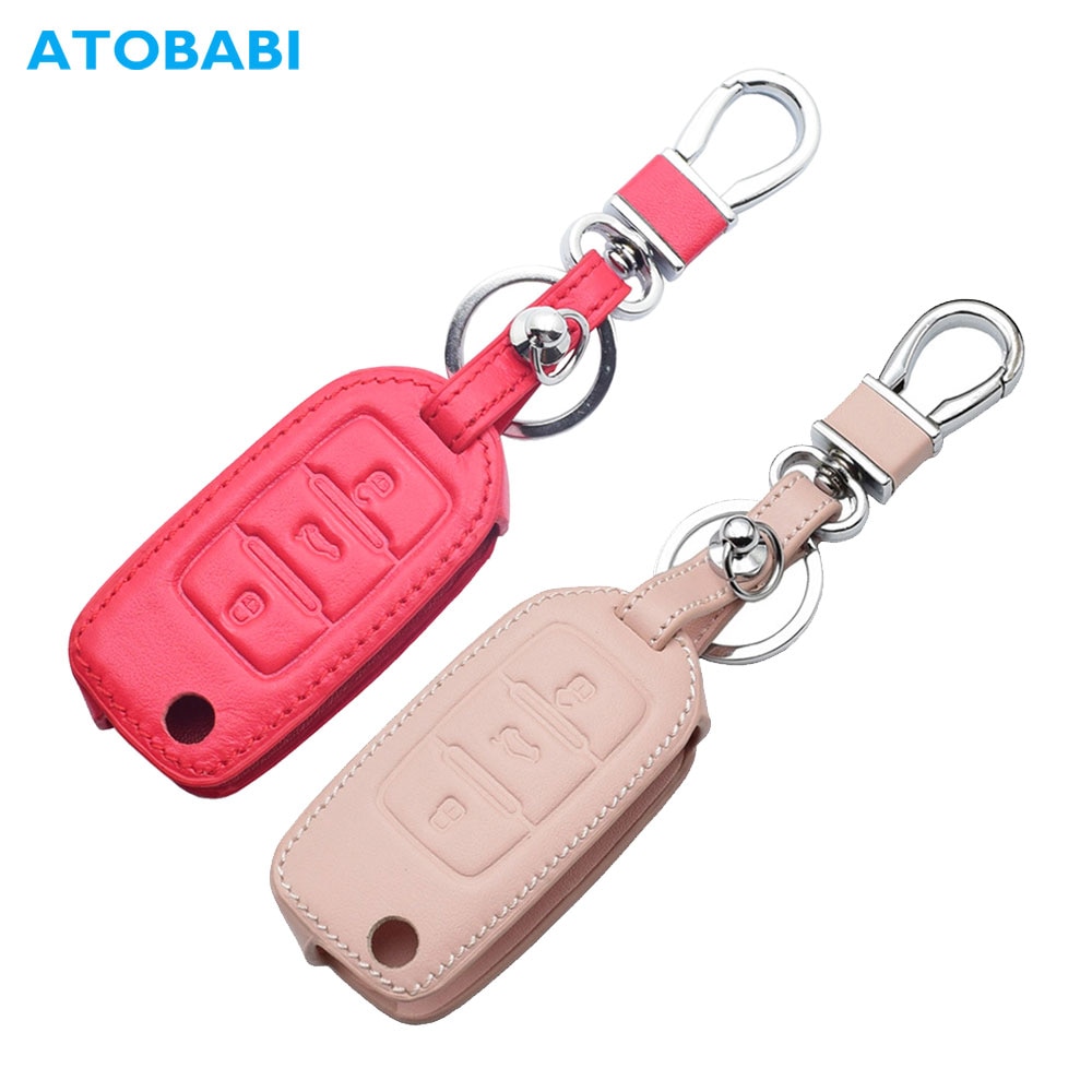 Housse de clé de voiture en cuir pour VW Volkswagen Golf 6 Polo Passat Seat Ibiza Leon Skoda Octavia Fabia 3 boutons étui de télécommande pliable