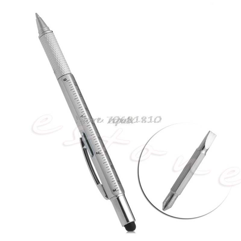 6 In 1 Touch Stylus Ballpoint Pen With Spirit Level Ruler Screwdriver Tool Whosale&amp