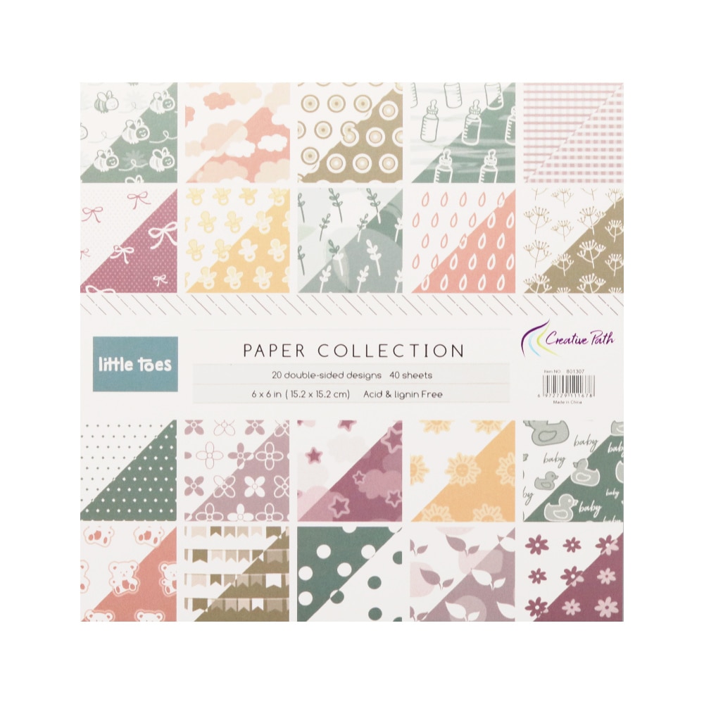 CRZCrafter 6"x6 Inch Scrapbooking Pattern Papers Pad 40 Sheets Pcs Crafts Background DIY Packs Acid Free Embellishments