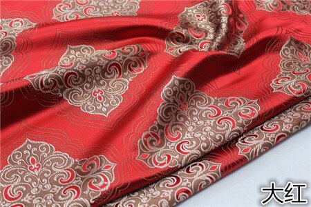 Cf581 1 meter blå / rød / lilla / grøn kinesisk silke jacquard brokadestof kinesisk stil qipao tang dragt stof sædehynde klud: Rød 1 meter