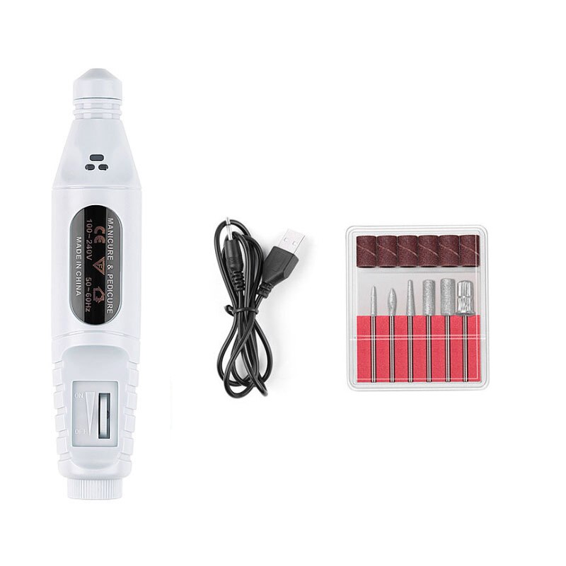 1 Set Electric Nail Drill Machine Manicure Machine Pedicure Drill Set Ceramic Nail File Nail Drill Equipment Tools: A white