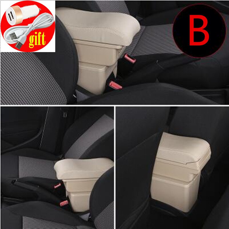 Pour Seat Ibiza 6j accoudoir boîte magasin central contenu boîte de rangement accoudoir boîte avec support de verre cendrier interface USB: B style Beige