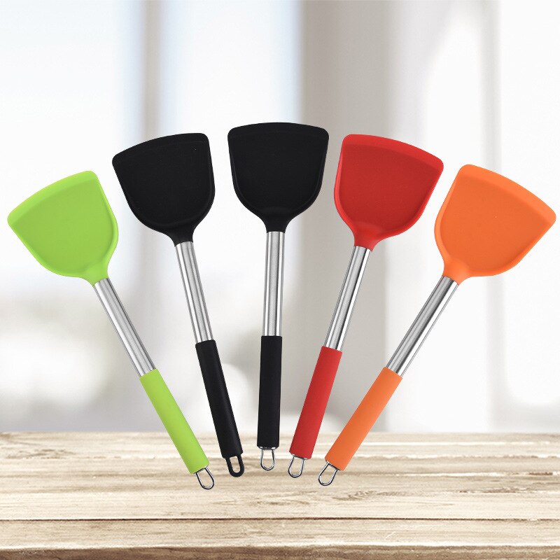 Roestvrij Staal + Siliconen Kookgerei Keuken Gereedschap Turner Soep Lepel Zeef Pasta Server Eiklopper Spatel Voedseltangen Rood