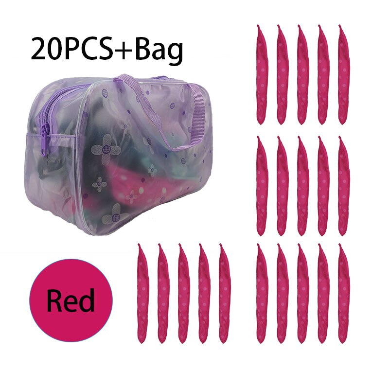 Haar krultang spiraal rollers slaap styler magische krultang roller: Rood 20 stuks