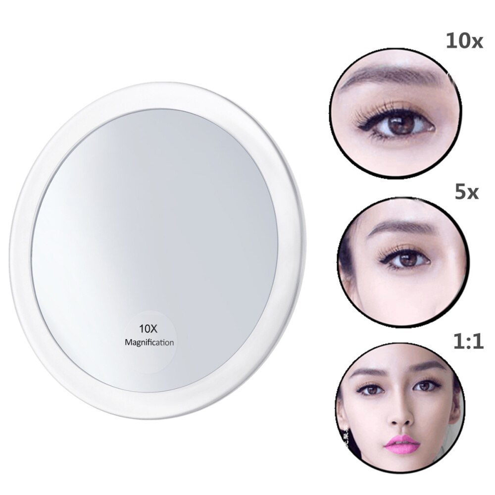 FRCOLOR 10x grossissant miroir rond maquillage miroir pliant poche cosmétique miroir grossissement Compact miroir avec 3 aspiration Cu