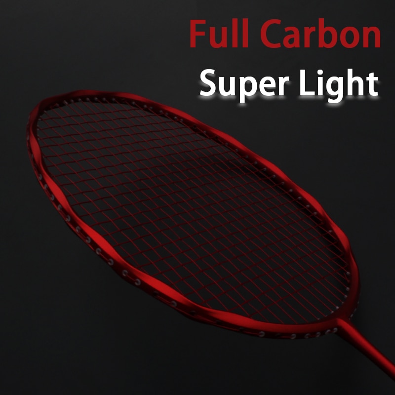 Carbon Fiber Badminton Rackets 4U Professionele Offensief Soort Rackets Met Zakken Snaren 22-30LBS Racket Snelheid Sport: Rood